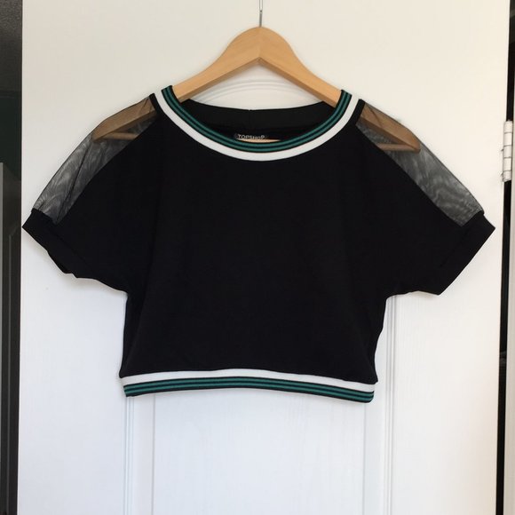 Topshop Sporty Crop Top with Sheer Panels - Picture 1 of 7